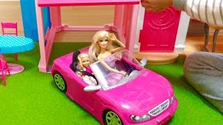 Barbie Glam Convertible  Barbie Dreamhouse Car Garage  バービー 人形 クルマでドライブ [upl. by Reine]