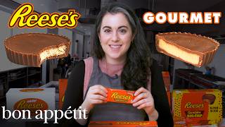 Pastry Chef Attempts to Make Gourmet Reeses Peanut Butter Cups  Gourmet Makes  Bon Appétit [upl. by Neelahs]