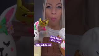 Jella ASMR chocolate Easter bunny cake mousse tart ice cream candy Mukbang bites only shorts video [upl. by Salman]