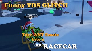 Funny TDS GLITCH Turn ANY Emote INTO A RACE CAR  Tower Defense Simulator [upl. by Ryle66]