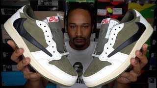 Medium Olive Travis Scott Jordan 1 Low Review with On Feet Footage [upl. by Radke516]