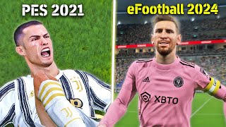 eFootball 2024 vs PES 2021  Direct Comparison ✅ Graphics Facial Animation Gameplay  Fujimarupes [upl. by Berger]