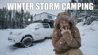 Winter Storm  Taking Shelter In My Truck Camper winter vanlife camping [upl. by Acinyt]