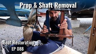 Propeller removal Prop shaft removal amp propeller shaft coupling removal  Boat Restoration EP088 [upl. by Laemsi]