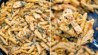 Creamy Garlic Chicken Pasta  with Tomato and Spinach [upl. by Annemarie453]