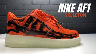 Nike Air Force 1 Skeleton quotBrilliant Orangequot  REVIEW  Unboxing [upl. by Ariaet]