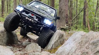 RC4WD Trail Finder 2 Midnight Edition Forest trail run  110 scale RC crawler [upl. by Latton]