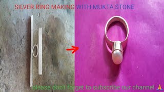 Pearl Stone Ring Making  How to make silver jewellery [upl. by Selassie731]