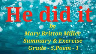 He did it summary amp exercise grade  5 [upl. by Wenz246]