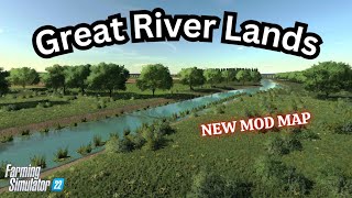 quotGREAT RIVER LANDSquot FS22 Map TourReview  New Mod Map  Farming Simulator 22  PS5 [upl. by Ecnerrat]