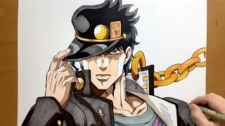 How to Draw Jotaro Kujo from JoJos Bizarre  step by step  Draw anime  JOJO  Jotaro Kujo [upl. by Felicia]