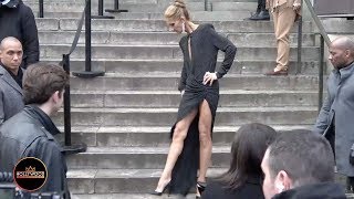 Celine Dions Awesome OvertheTop Arrival to the Alexandre Vauthier Fashion Show [upl. by Airdnat]