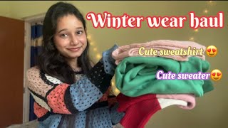 Winter haul  cute sweater sweatshirts sweat vest 😍 From flipkart amp Myntra haul [upl. by Yanetruoc]