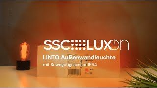 SSCLUXon  ETHIR Außenwandleuchte mit Bewegungsmelder IP54 für Außen neutralweiß  Produktvorschau [upl. by Gilus16]