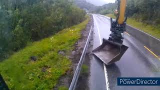 Excavator Guard rail cleaning Road work [upl. by Koby]