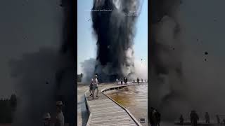 Geyser explosion at Yellowstone National Park shocked tourists yellowstone eruption shorts news [upl. by Meesan]