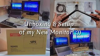 Unboxing amp Setup with me of my New Monitor Nvision N2455 24quot • ASMR • AESTHETIC [upl. by Soulier796]