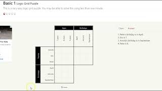 Basic 1 Logic Grid Puzzle [upl. by Seumas]