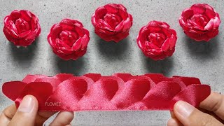 Whole Ribbon Rose  Ribbon Flowers  How to make an easy ribbon rose [upl. by Trebled291]