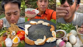 ASMR VANLONG VLOGS EATING SHOW yummy food mukbang ngontinhhay yellownoodlesoup babyeggs [upl. by Francyne]