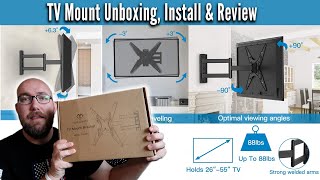 Perlesmith TV Wall Mount Unboxing Install Tutorial amp Review [upl. by Anelrats]