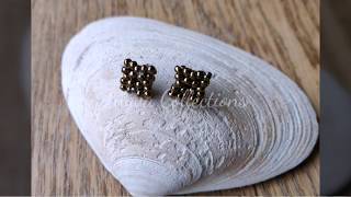 Seed beads Square Studs  How to Easy tutorial [upl. by Blase]