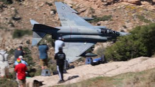 THE LEGENDARY F4 PHANTOMS FLYING LOW IN THE GREEK MACH LOOP  4K [upl. by Ainuj822]