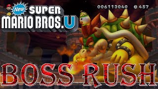 New Super Mario Bros U  Boss Rush All Boss Fights No Damage [upl. by Gulick]