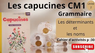 Les capucines français CM1 Grammaire les déterminants et les noms unité 2 cahier dactivités p 30 [upl. by Ailic]