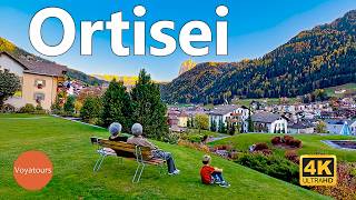 Ortisei Dolomites Italy  Fall Walking Tour 🍁 4K UHD [upl. by Nedmac566]