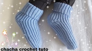 Tuto chaussettes petits enfants au crochet de 2 a 4 ans pointure de 24 a 27 [upl. by Niggem]