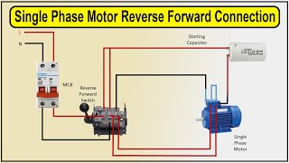 single phase motor reverse forward connection  reverse forward starter [upl. by Simona]