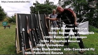 TEST Zielscheibe vs 63 lbs Compound bis 150 lbs Recurve T Brugger Bogensport Bogenschießen extreme [upl. by Nage355]