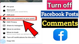 How To Turn Off Facebook Posts Comments  Disable Comments On Facebook Posts [upl. by Ahsema]