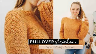 Sehr einfachen Basic PULLOVER stricken  Strickanleitung für Anfänger [upl. by Prima]