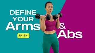 30 Min Upper Body INTERVAL Workout With Weights All Levels Circuit Training [upl. by Nomelihp]