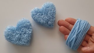 Easy Pom Pom Heart Making Idea with Fingers❤How to Make a Heart from String✔Beautiful And Easy [upl. by Gerti]