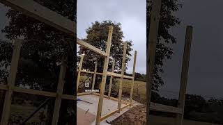 Part 1 of our chicken coop build homesteading couple fancyfarm chickens life marriage home [upl. by Idihsar]