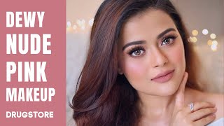 SOFT amp DEWY NUDE PINK MAKEUP TUTORIAL  CLASSY amp SIMPLE DRUGSTORE GLAM [upl. by Delgado800]