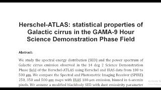 Herschel ATLAS statistical properties of Galactic cirrus in the GAMA 9 Hour Science Demonstration Ph [upl. by Ayetal]