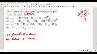 Dê o nome dos alquenos representados por suas fórmulas estruturais [upl. by Cassius]
