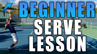 Complete Beginner Tennis Serve Lesson From Start To Finish [upl. by Norrat]