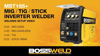 HOW TO SETUP Bossweld MST185 Plus 180A MIG Stick and TIG Inverter Welder [upl. by Leonhard]