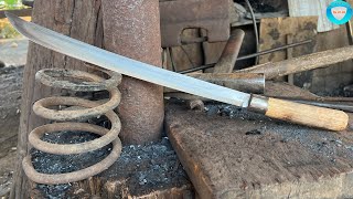 Turning Coil Spring Into A Very Simple Sword [upl. by Enairda152]