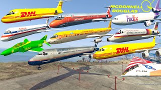 GTA V Every McDonnell Douglas Airplanes Lowest Landings Hard Touchdowns Stunning Compilation [upl. by Otreblide]