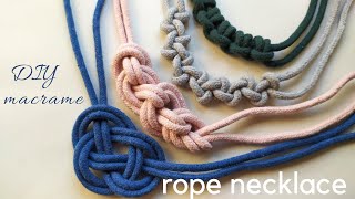 DIY macrame rope necklace four knots four different patterns make your own rope choker necklace [upl. by Tnairb]