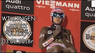 SKOKI POLAKÓW WILLINGEN PODIUM 03022018r [upl. by Acirt]