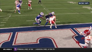 Mahomes second TD pass of day ties ChiefsBills game at 13 apiece [upl. by Ahtilat532]