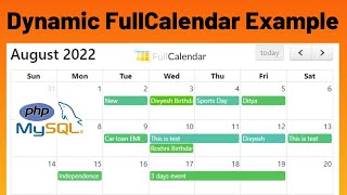 How to add and display events dynamically in fullcalendar js with PHP and MySQL  fullcalendario [upl. by Pearla]