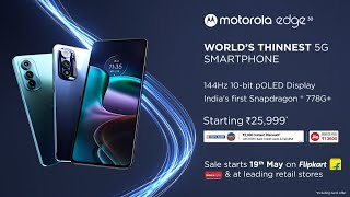 motorolaedge30  Worlds Slimmest 5G Smartphone  From ₹25999 Sale starts 19th May [upl. by Annaesor661]